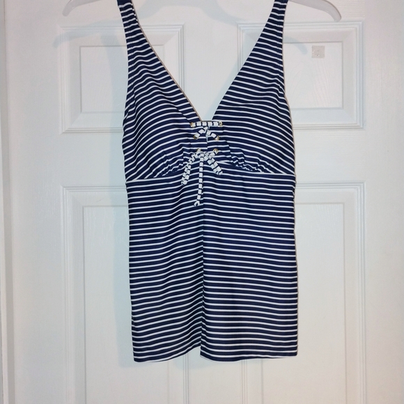 Kona Sol Other - Kona Sol Navy and White Striped Tankini Top